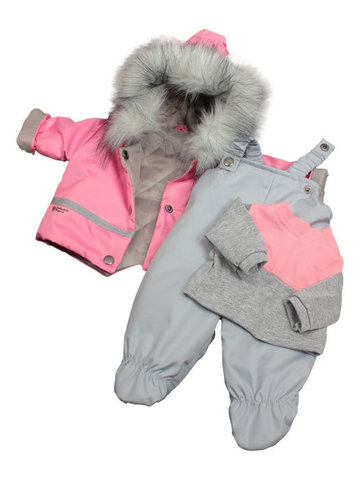 Зимний комплект с полукомбинезоном - Розовый. Одежда для кукол, пупсов и мягких игрушек.