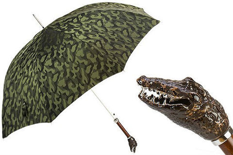 Зонт-трость Pasotti Camouflage with Crocodile Handle, Италия (арт.478 11780-254 K66).