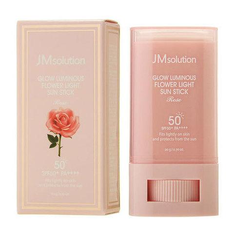 Jmsolution glow luminous flower light sun stic spf50+ - Солнцезащитный стик с розовой водой