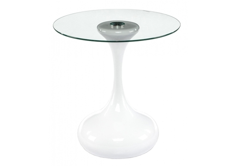Стеклянный стол кухонный, обеденный, для гостиной Журнальный Lugo 50 см*50 см*52 см Белый пластик /Прозрачный стекло