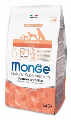 купить сухой корм Monge Speciality Line Adult All Breeds Salmon and Rice для взрослых собак всех пород с лососем и рисом