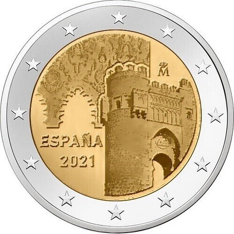 2 евро  Исторический город Толедо Испания 2021 год