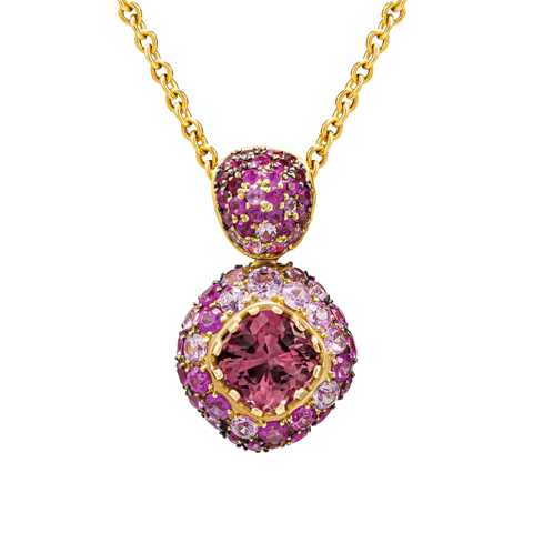 Подвеска с Турмалином, Рубинами и Розовыми Сапфирами, P0074-0/2