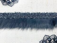 Тесьма с мехом, ш. 4 см, чёрный