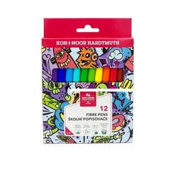 Фломастеры KOH-I-NOOR TEENAGE 1002, 12цв, смываемые, вентилир., картон.упак. с подвесом