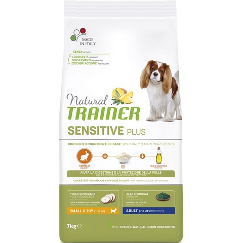 Trainer NAT.SENSITIVE PLUS сухой корм гипоаллерг рацион для взр собак мелких пород (кролик) 7 кг