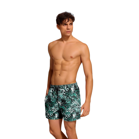 Мужские шорты для плавания зеленые с принтом DOREANSE 3813 Fiji
