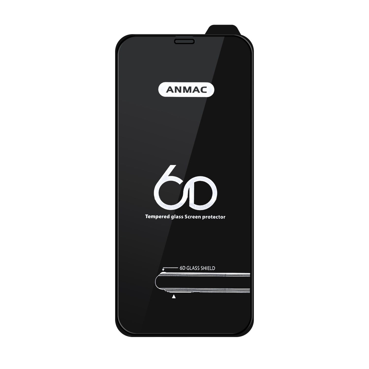 Купить Защитное стекло 6D на весь экран ANMAC для iPhone 12 Mini (Черная  рамка) за 350 руб, в Чехолере