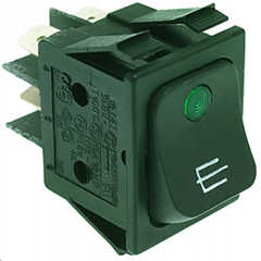 3319054 LF Черный двухполюсный переключатель вертела с зеленой индикаторной лампочкой