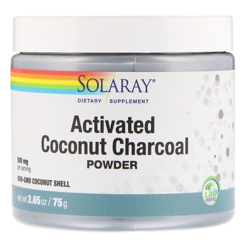 Solaray, Активированный уголь с кокосом в порошке, 2,65 унц. (75 г)
