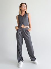 Костюм Miss Diva 11404 однотонный из жилетки и брюк-палаццо