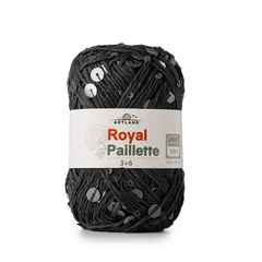 Королевские пайетки/Добавочная нить хлопок с пайетками 3/6мм, 25 гр, 65 м, чёрный с серебром