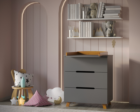 Комод Anniken Lux МДФ 800/3 цвет графит/бук