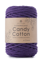 Плетёный шнур Candy cotton 5 мм, 500 гр, 100% х/б, 100 м, фиолетовый