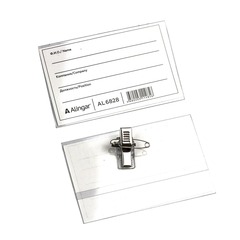 
          Бейдж горизонтальный Alingar, 9,0 см х 5,7 см, ПВХ, прозрачный, металл. клипса, булавка