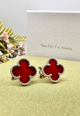 55135 - Серьги Trendy клевер из стали (lux) с агатом на английском замке