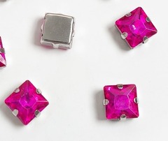 Стразы пришивные стекло в оправе, ш. 12 мм, фукси