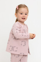 жакет  для девочки  КР 302641/розово-сиреневый,веточки к523