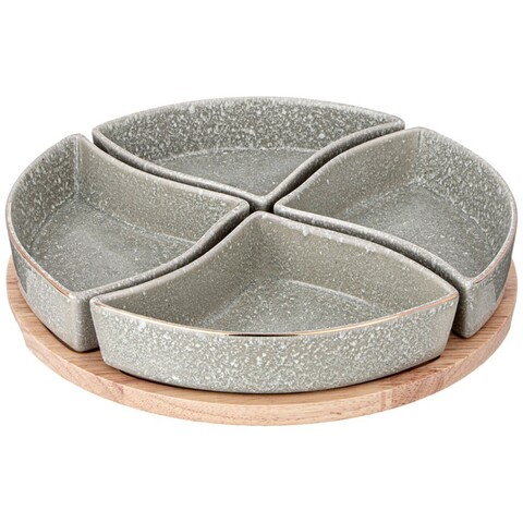 Менажница 4 секции на деревянной подставке Lefard 