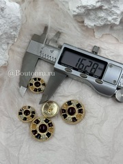 Пуговицы золотистые с коричневой, желтой, молочной эмалью