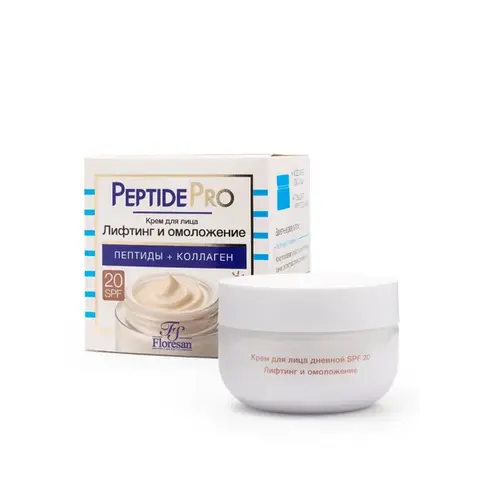 Флоресан PEPTIDE PRO Крем для лица дневной SPF 20 ЛИФТИНГ и ОМОЛОЖЕНИЕ, 75мл (Ф-382)