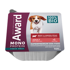 AWARD консервы для собак паштет из говядины с зеленым горошком 100г