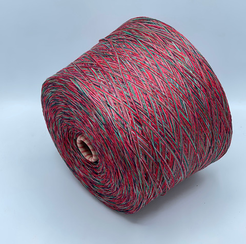 Авторская смотка, 240м, Хлопок/Кашемир/Шелк/Меринос/Лен/Полиэстер(пайетка), Клубничная поляна,38137