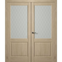Купить Двустворчатая дверь экошпон Нова 4 дуб натуральный остеклённая