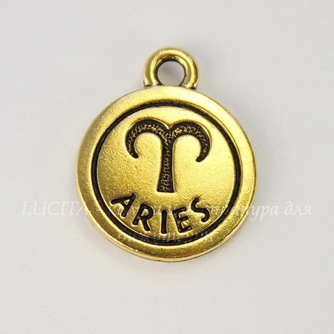 Подвеска TierraCast знак зодиака "Овен" (цвет-античное золото) 19х15 мм