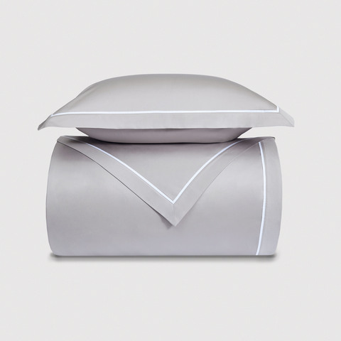 Постельное белье 2 спальное евро Сlaire&Caroll George серое с белым кантом