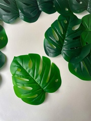 №2 Монстера искусственная, куст 12 веток, евро пластик, зеленая, как живая, 50-58 см