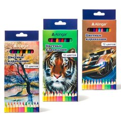 
          Карандаши цветные Alingar 12 цв., "Joy Mix" пластиковые, шестигранные, заточенные, ластик, грифель 3.0 мм, картон. уп., европод.