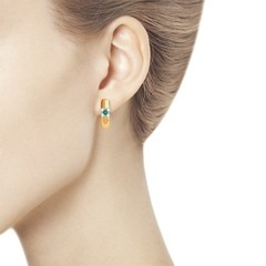 3020473 - Серьги из золота 585 пр с бриллиантами и изумрудами