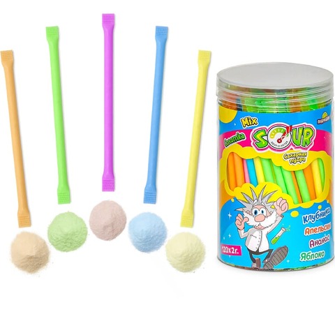 Сахарная пудра Соломка Mix Sour 1кор*24бл*120шт, 2гр
