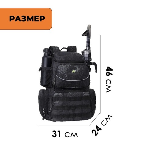 Картинка рюкзак рыболовный Nevo Rhino 9106-NW Camo black - 2