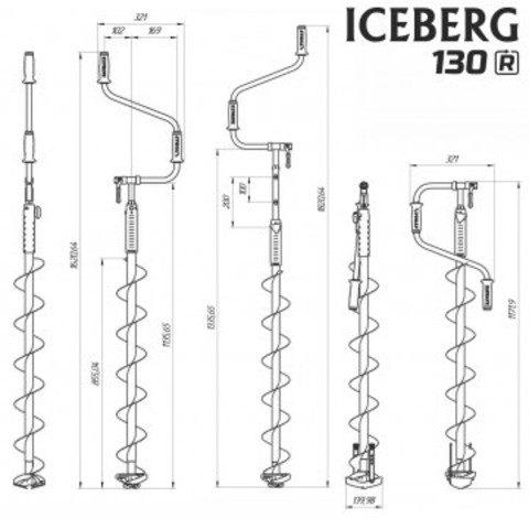 Ледобур ICEBERG-EURO 130(R)-1300 v2.0 (правое вращение)