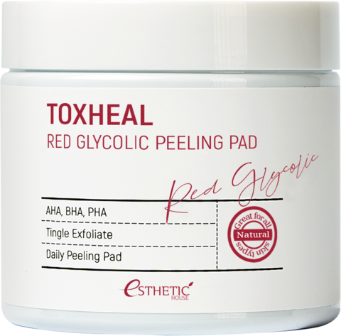 Пилинг-подушечки для мягкого очищения кожи Esthetic House Toxheal Red Glycolic Peeling Pad