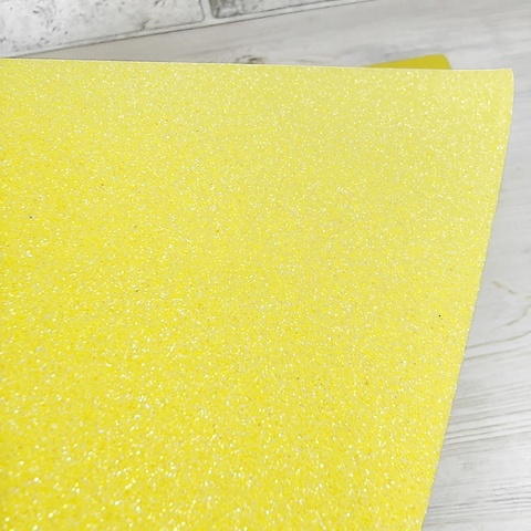 Фоамиран для творчества мерцающий  с блестками 2,0мм/размер 50х50см/ цвет лимонно-желтый (5шт)