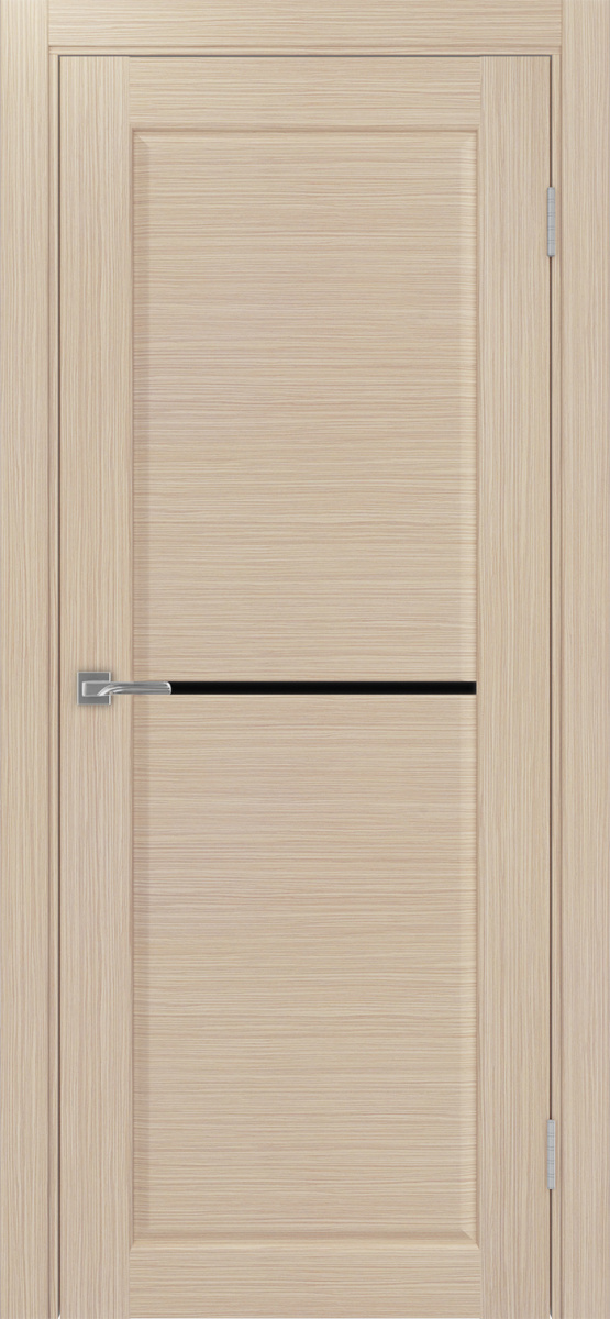 Дверь межкомнатная Оптима Порте Сицилия 712.12, цвет беленый дуб, экошпон, стекло лакобель черное