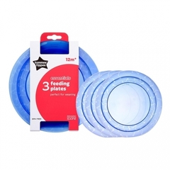 Набор плоских тарелочек для начала кормления, 3 шт. в наборе (синий)
