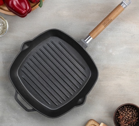 Сковорода-гриль, 24×24 см, съёмная ручка, без крышки