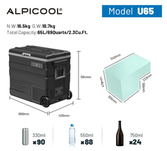 Компрессорный автохолодильник Alpicool U65 (12V/24V, 65л)