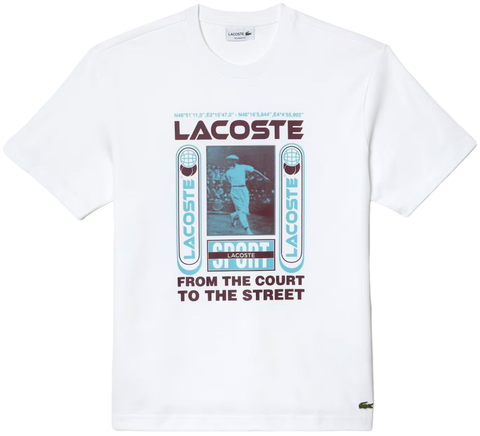 Теннисная футболка Lacoste Relaxed Fit Ren_ Lacoste Print T-shirt - white