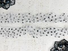 Тесьма текстиль капрон рюш, ш. 1,5 см., белый