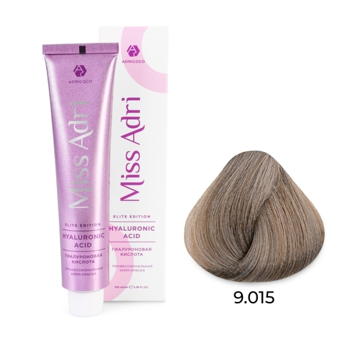Крем-краска для волос Miss Adri Elite Edition, оттенок 9.015 Очень светлый блонд пастельный стальной, ADRICOCO, 100 мл