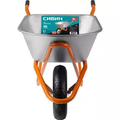 СИБИН СТ-12, 90 л, 180 кг, одноколесная, пневматические колеса, строительная тачка (39904)