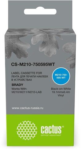Картридж ленточный Cactus CS-M210-750595WT (M210-750-595-WT) для Brady M210, M211, M210-LAB