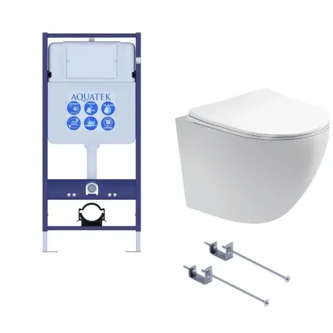 SET AQUATEK ЕВРОПА (рама AQUATEK Standard INS-0000012(без клавиши и крепежа)+унитаз ЕВРОПА AQ1900-00 с тонким сиденьем soft-close