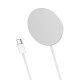 БЗУ магнитное MagSafe для iPhone 12, 13, 14, 15 серии с быстрой зарядкой 15W Hoco CW29 для телефонов, наушников беспроводное зарядное устройство (Белый)