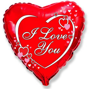 F 18''/46 см, Сердце, I love you, Сердца рядом с надписью, 1 шт.